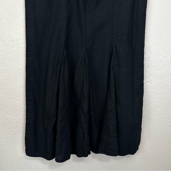 Hillard & Hanson Linen Blend Black Eyelet Midi Skirt, Size 1X - Picture 7 of 11